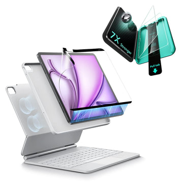 iPad Air 13" (M4) 2026 Bundle Rebound Magnetic Keyboard Case 360, Armorite & Paper-Feel Screen Protectors - US Layout-White ESR ESR