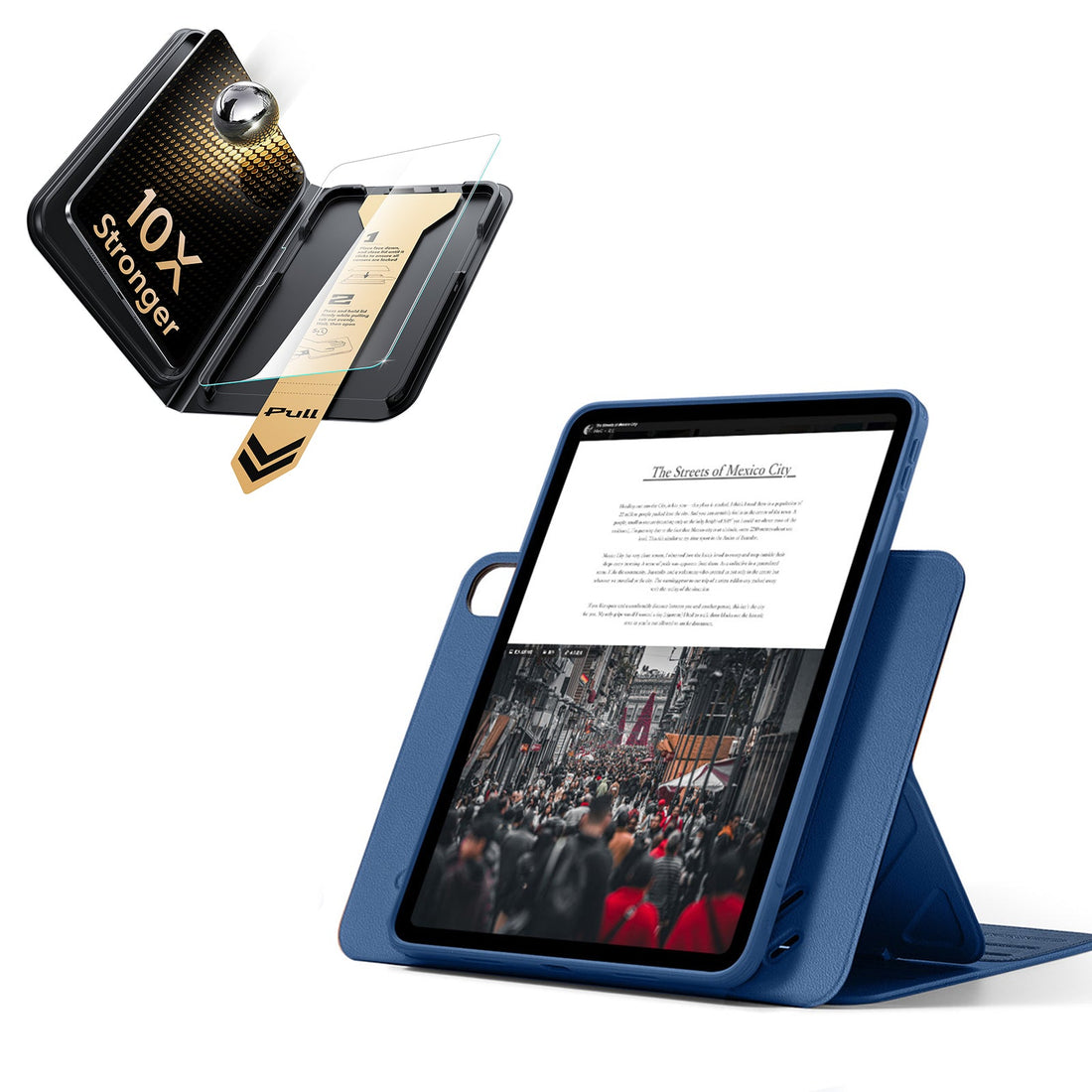 iPad Air 13" (M4) 2026 Bundle Shift Magnetic Case & Armorite Pro Screen Protector With UltraFit Tray - Navy Blue