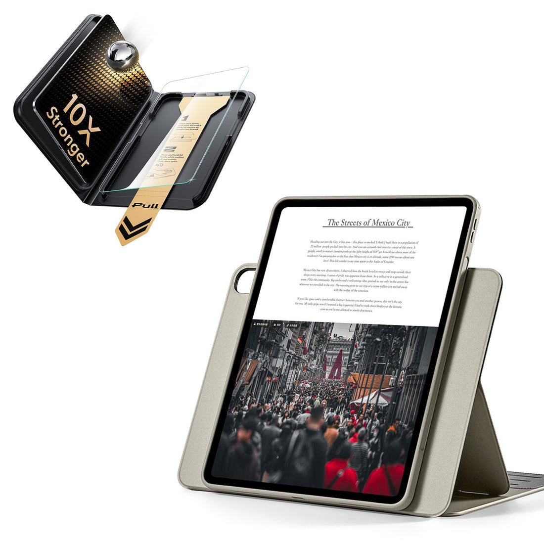 iPad Air 13" (M4) 2026 Bundle Shift Magnetic Case & Armorite Pro Screen Protector With UltraFit Tray - Titanium