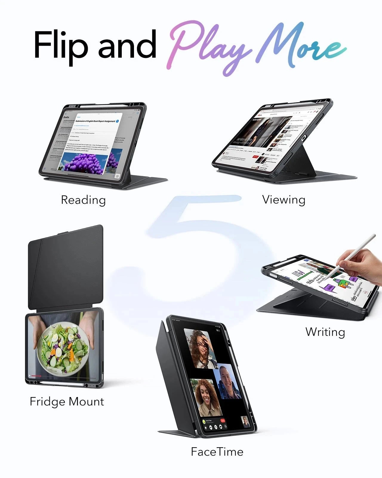 iPad Air 13" (M4) 2026 Flip Magnetic Case with Pencil Holder - Black ESR ESR