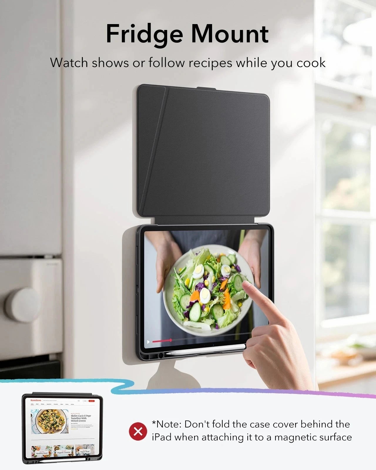 Black Magnetic iPad Air 13 (M4) Case with Fridge Mount Holder