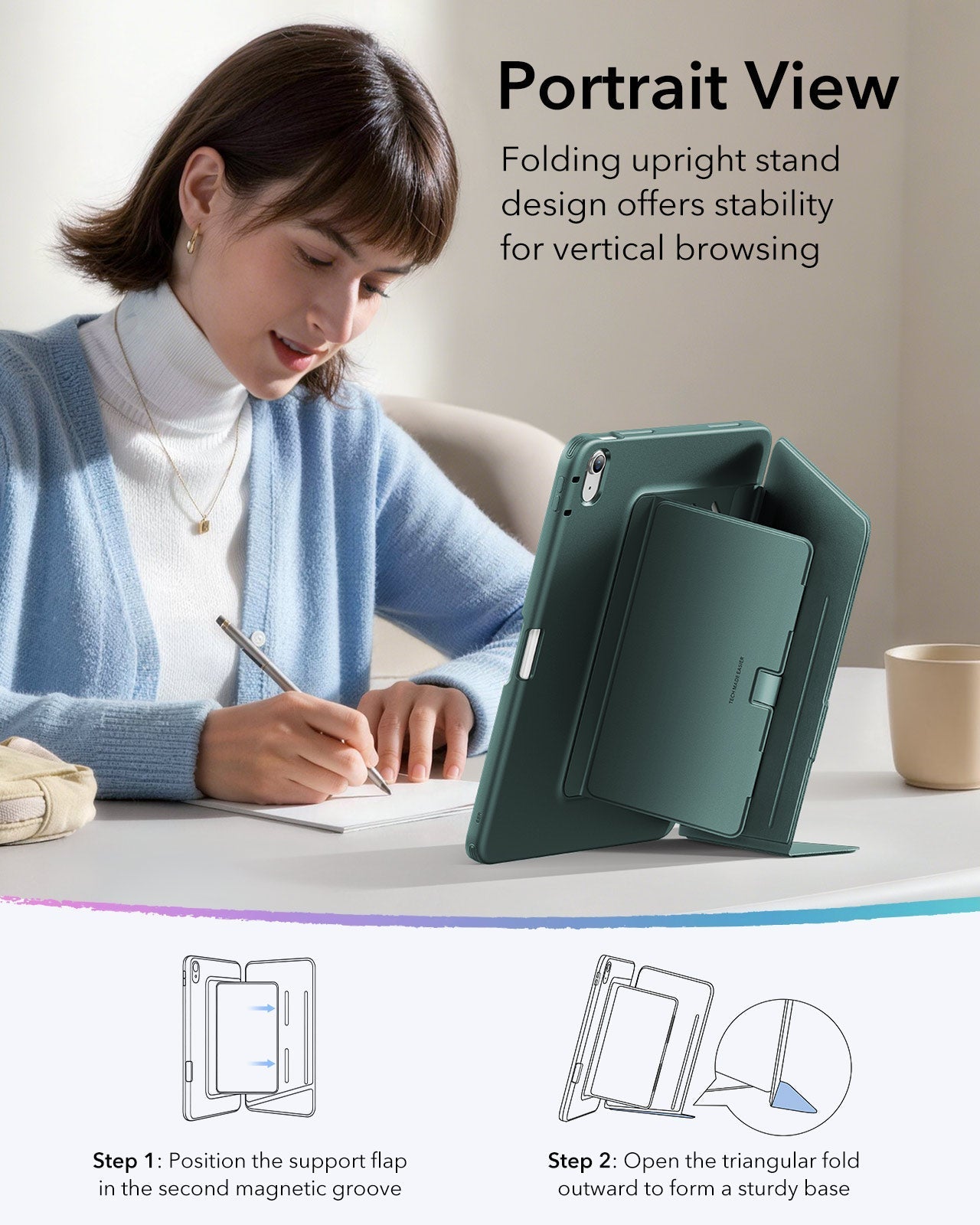 Green iPad Air 13-inch (M4) Case with Integrated Pencil Slot | ESR