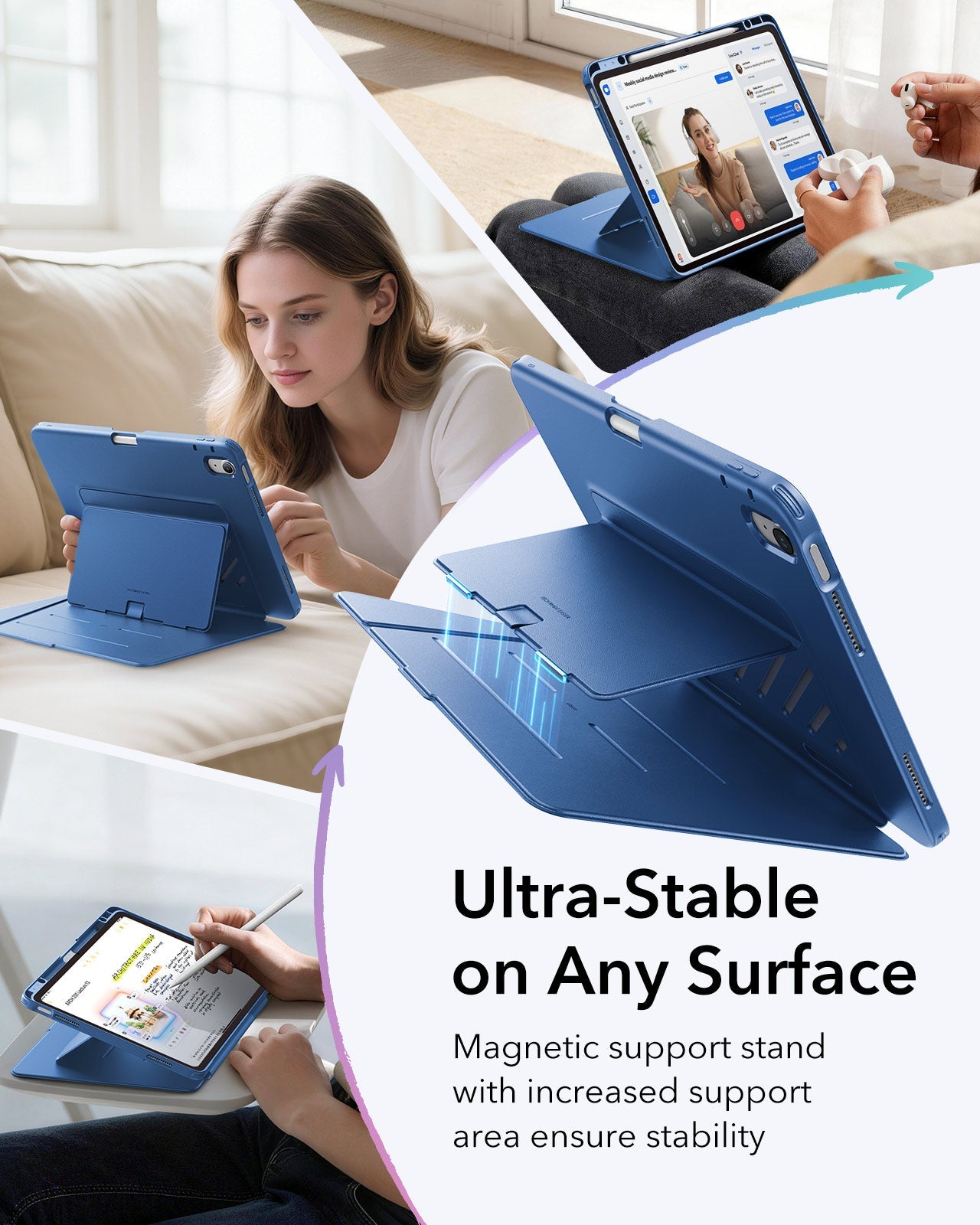 iPad Air 13" (M4) 2026 Flip Magnetic Case with Pencil Holder - Navy Blue ESR ESR