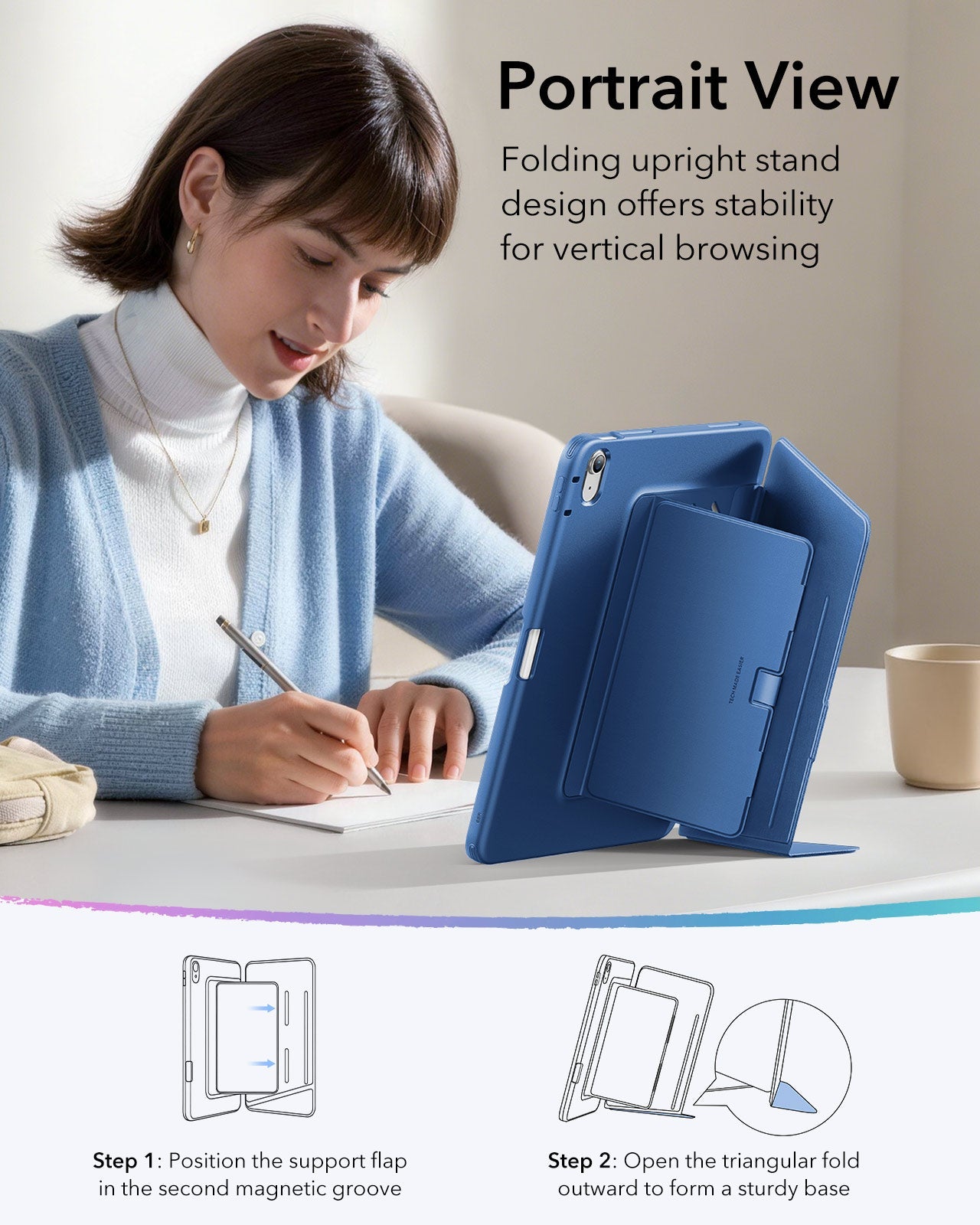 iPad Air 13" (M4) 2026 Flip Magnetic Case with Pencil Holder - Navy Blue ESR ESR