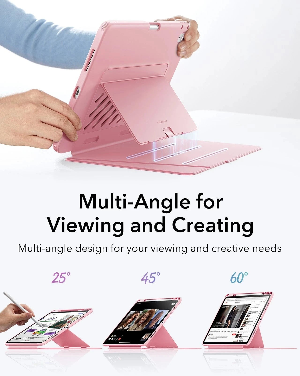 Pink iPad Air 13-inch (M4) Slim Durable Case with Pen Slot | ESR Flip
