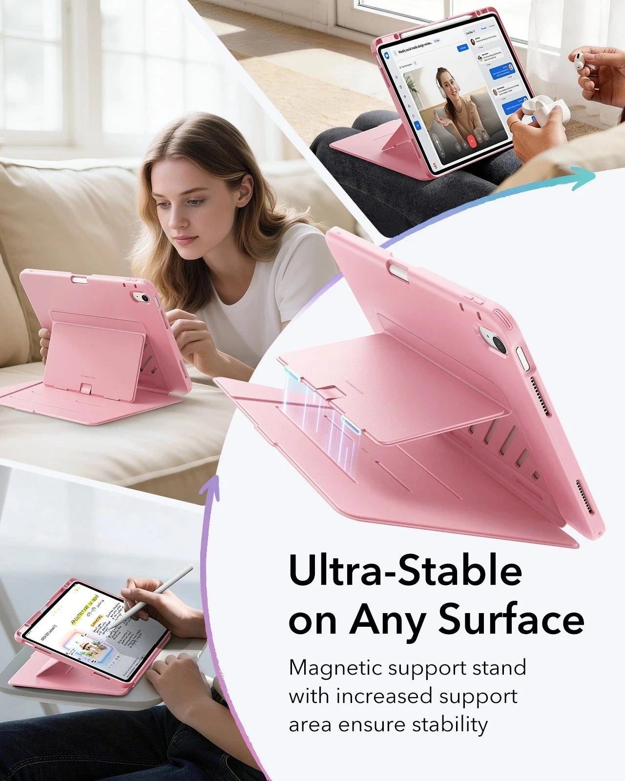 Pink Flip Case Bundle for iPad Air 13 M4 2026 with Armorite Glass