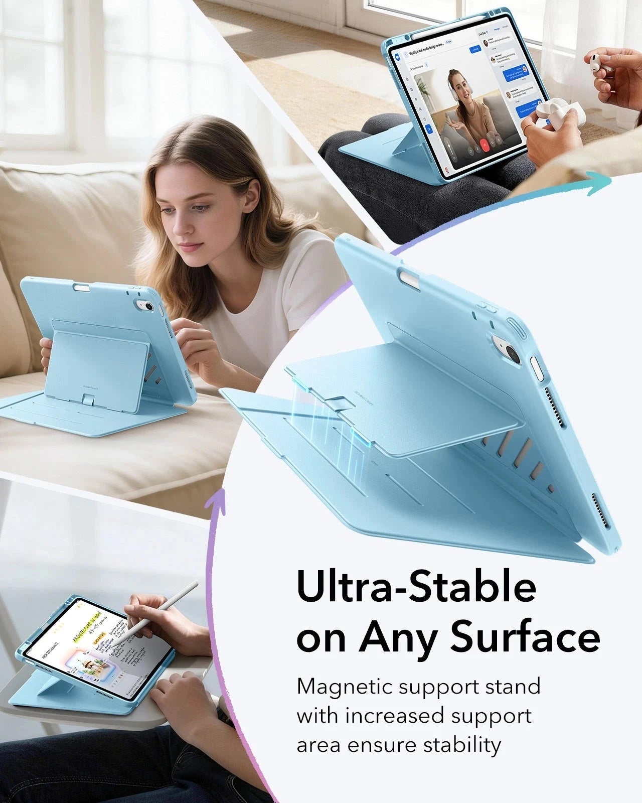 Sky Blue iPad Air 13-inch (M4) Portrait Case with Pencil Slot