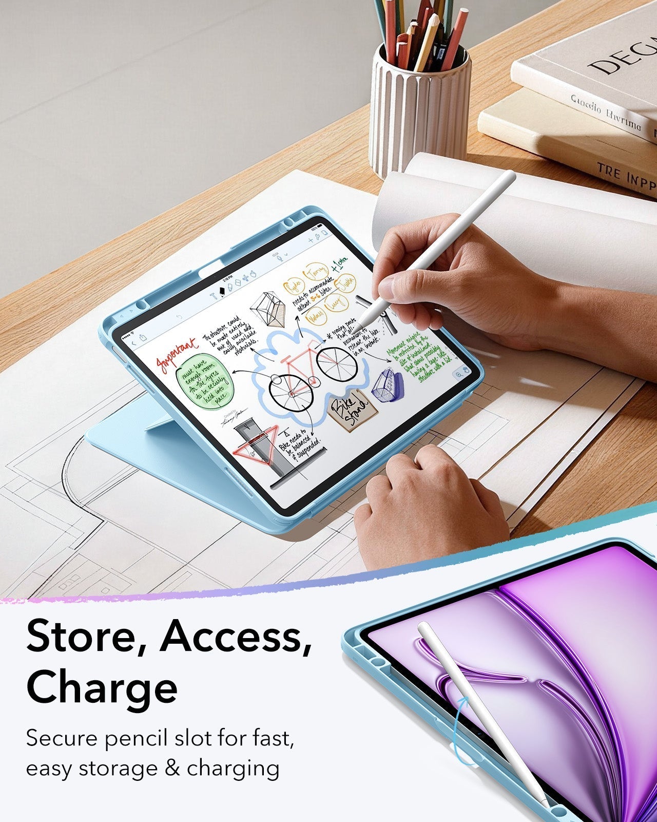 iPad Air 13" (M4) 2026 Flip Magnetic Case with Pencil Holder - Sky Blue ESR ESR