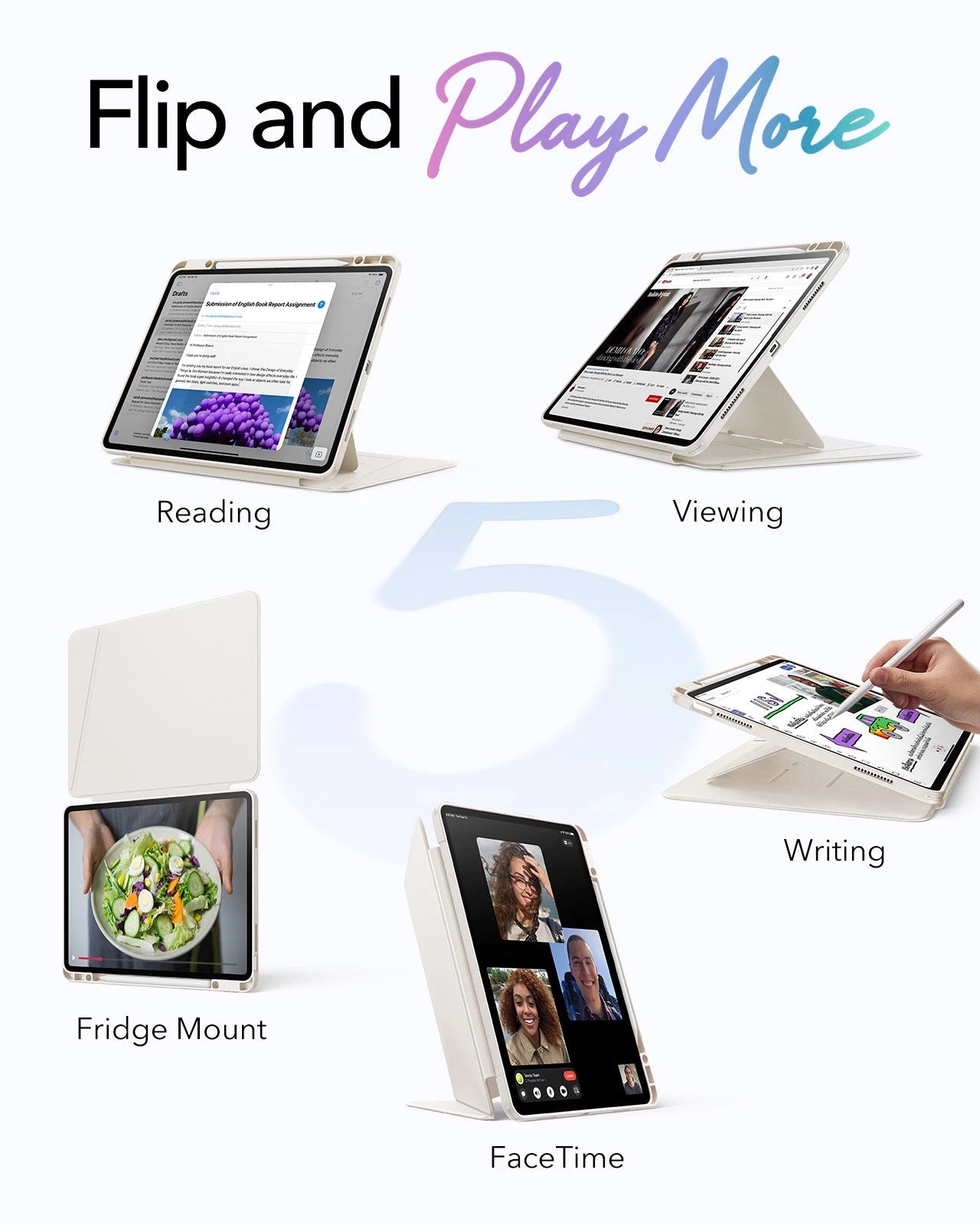 iPad Air 13" (M4) 2026 Flip Magnetic Case with Pencil Holder - Starlight ESR ESR