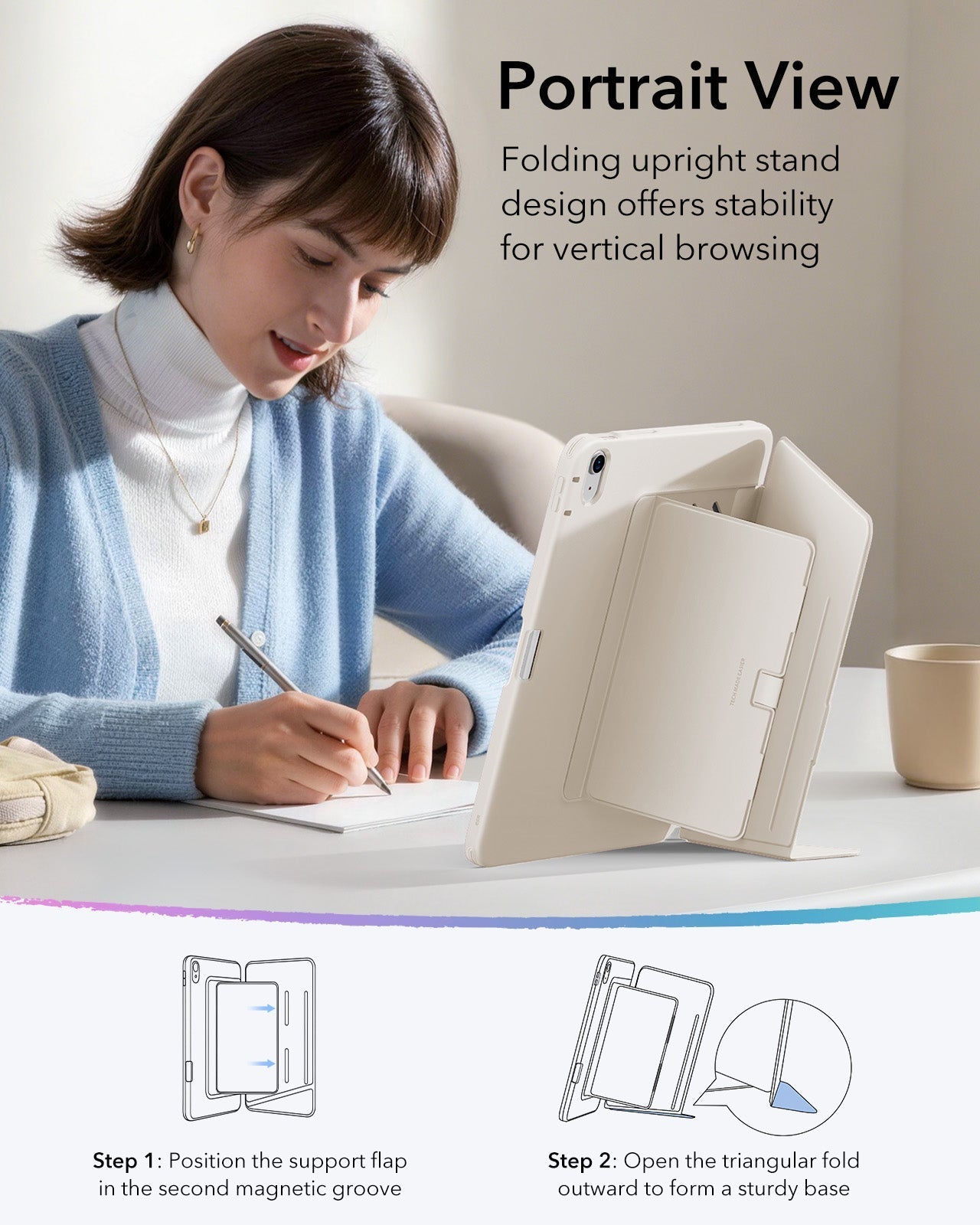 iPad Air 13" (M4) 2026 Flip Magnetic Case with Pencil Holder - Starlight ESR ESR