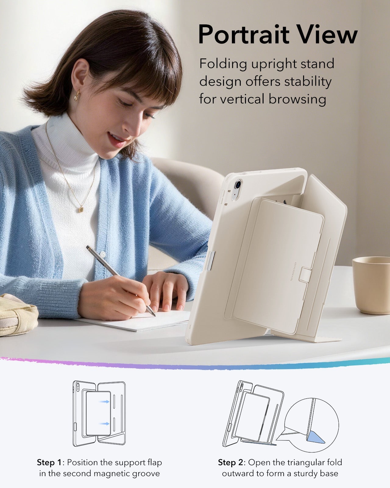 iPad Air 13" (M4) 2026 Flip Magnetic Case with Pencil Holder - Starlight ESR ESR