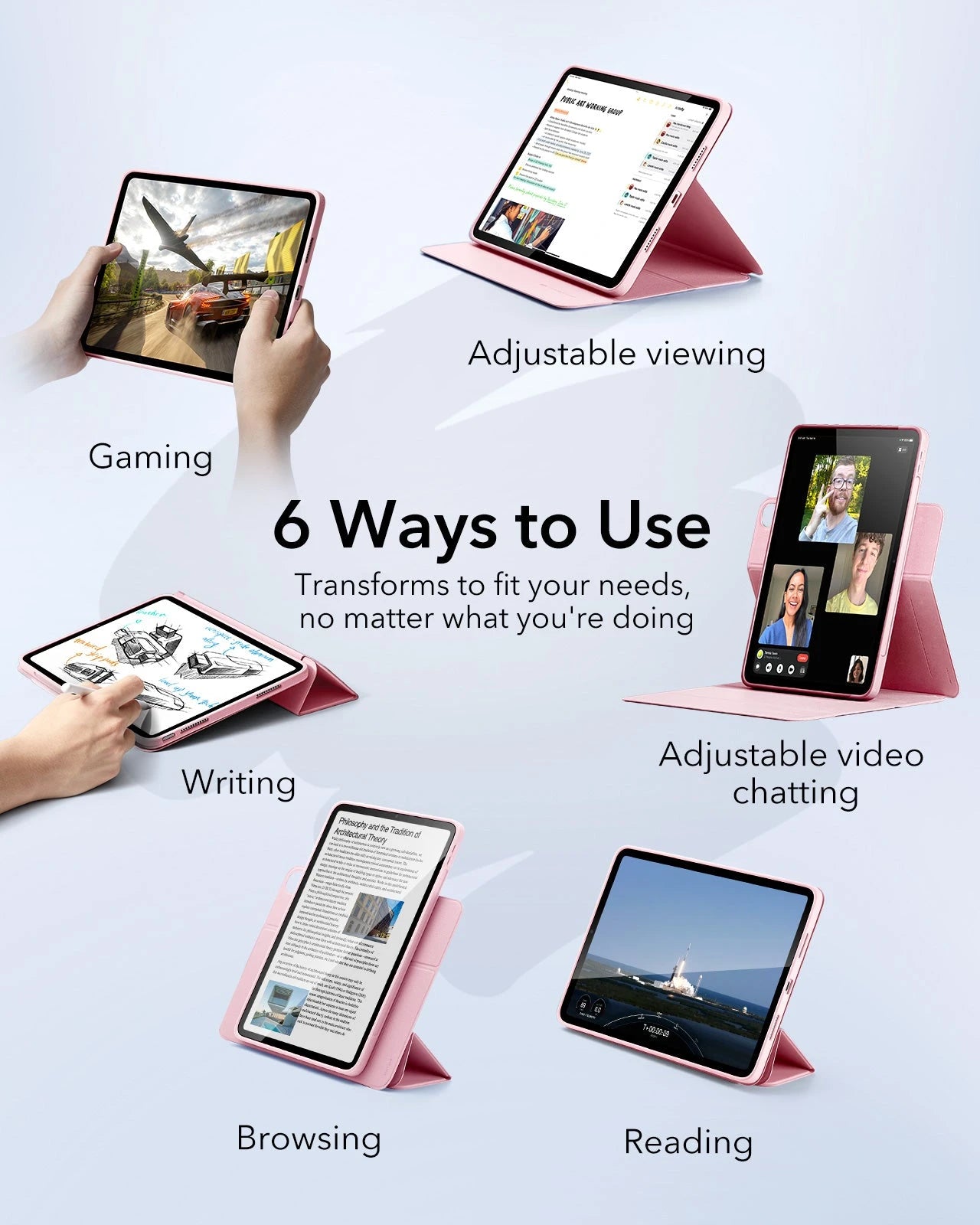 iPad Air 13" (M4) 2026 Rebound Hybrid Case 360 - Pink ESR ESR