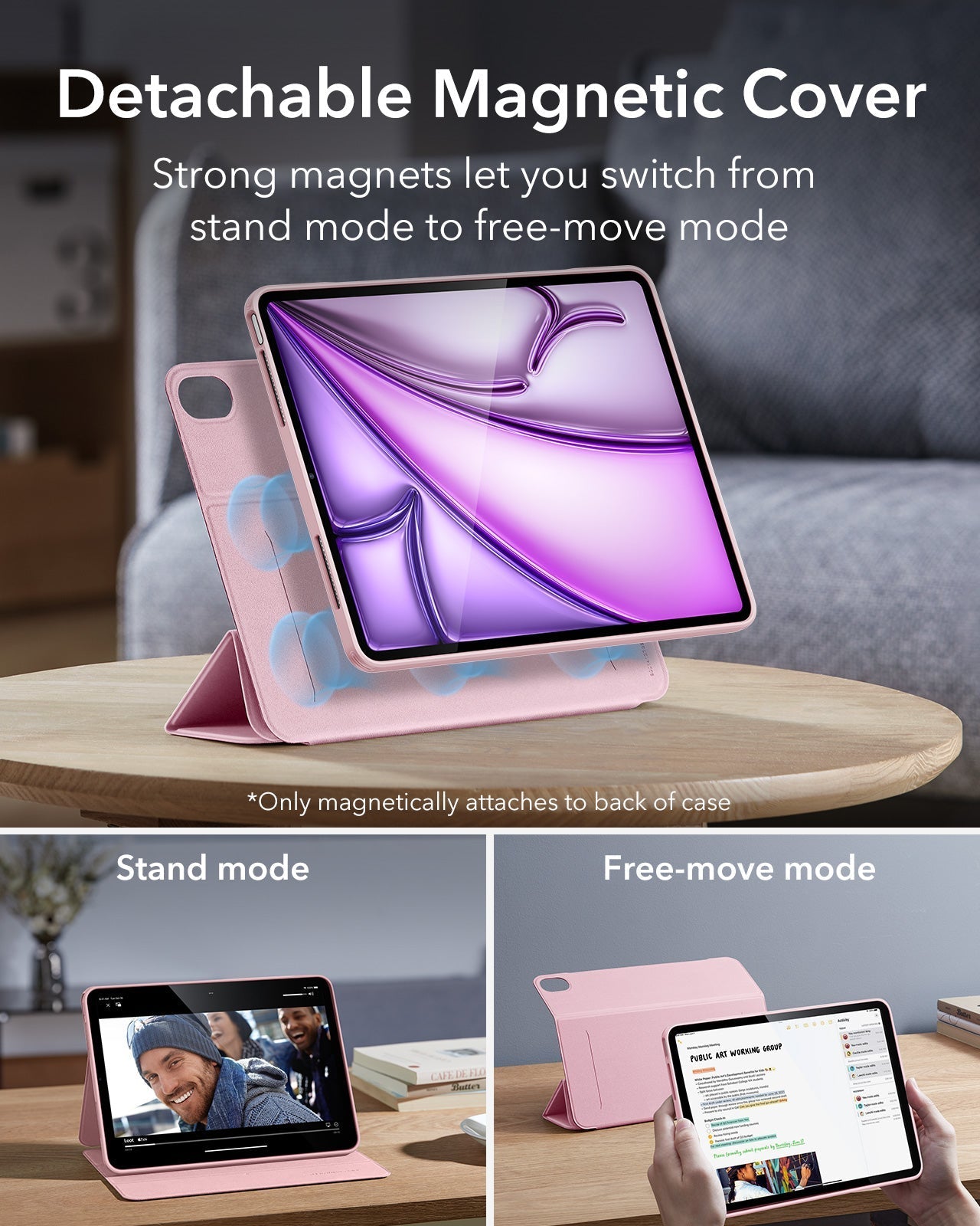 Pink Magnetically Detachable Folio iPad Air 13