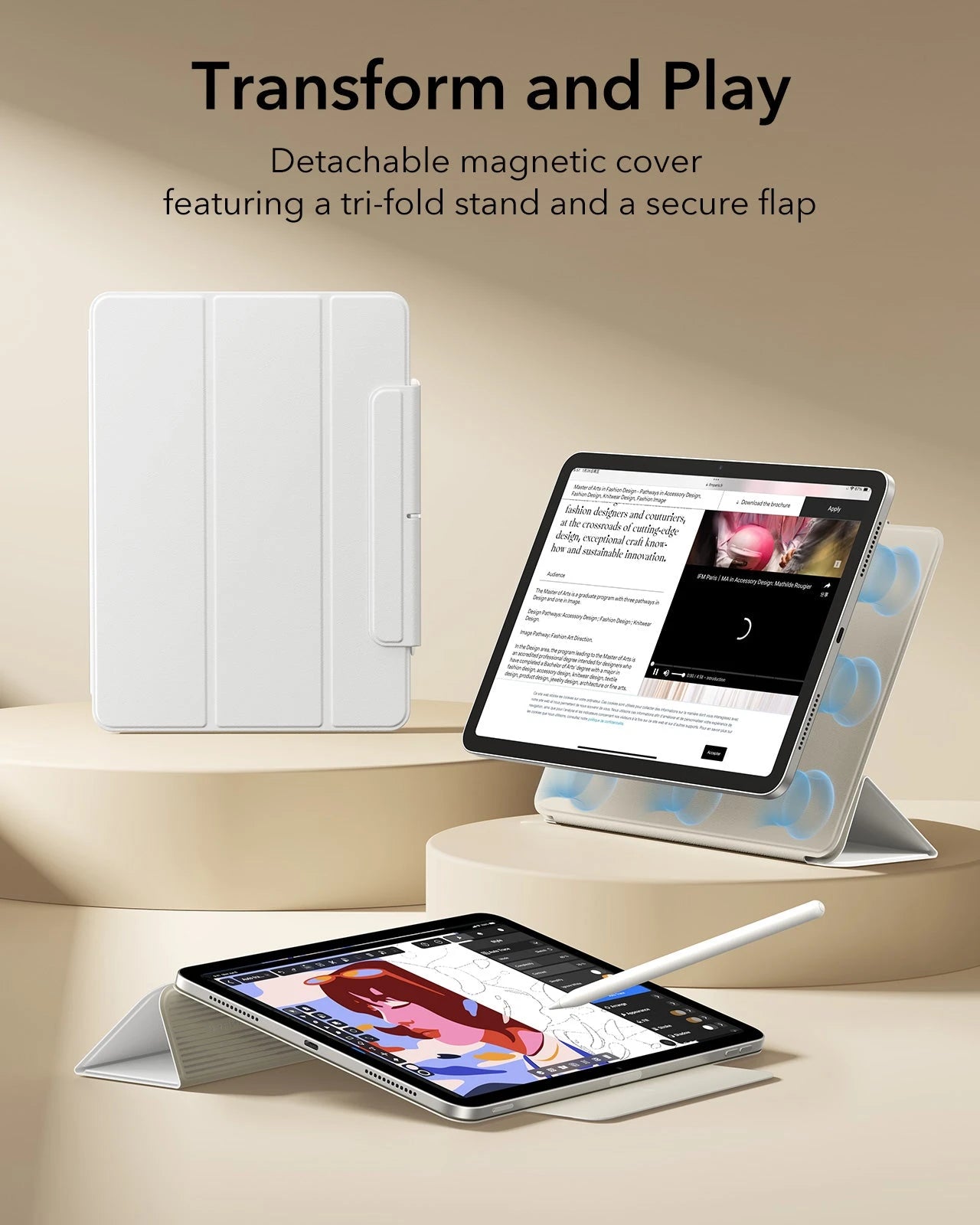 iPad Air 13" (M4) 2026 Rebound Magnetic Case - Brilliant White ESR ESR