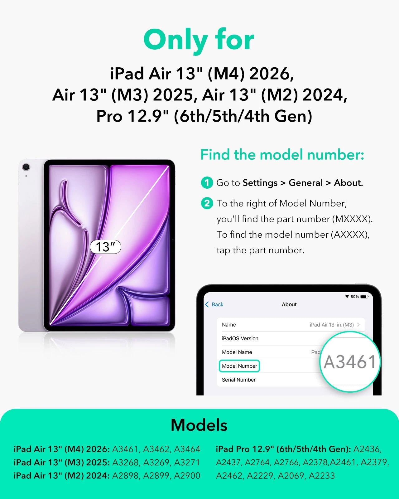 iPad Air 13" (M4) 2026 Rebound Magnetic Case - Brilliant White ESR ESR