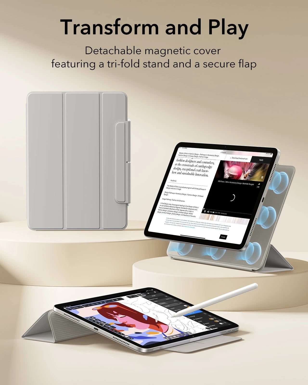 iPad Air 13" (M4) 2026 Rebound Magnetic Case - Grey ESR ESR