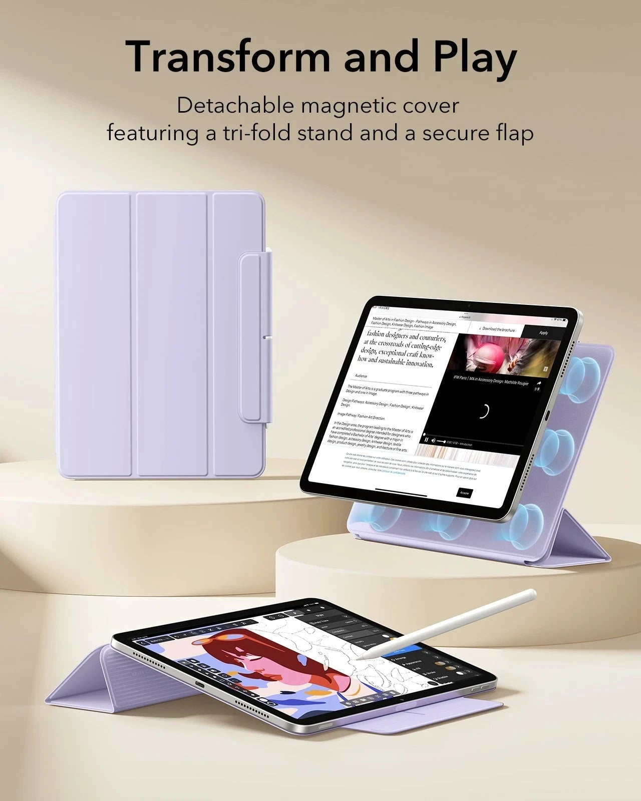 iPad Air 13" (M4) 2026 Rebound Magnetic Case - Light Purple ESR ESR