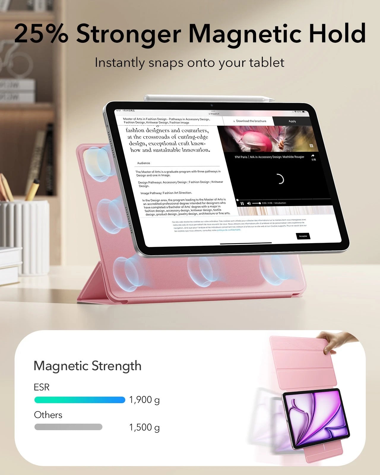 iPad Air 13" (M4) 2026 Rebound Magnetic Case - Pink ESR ESR