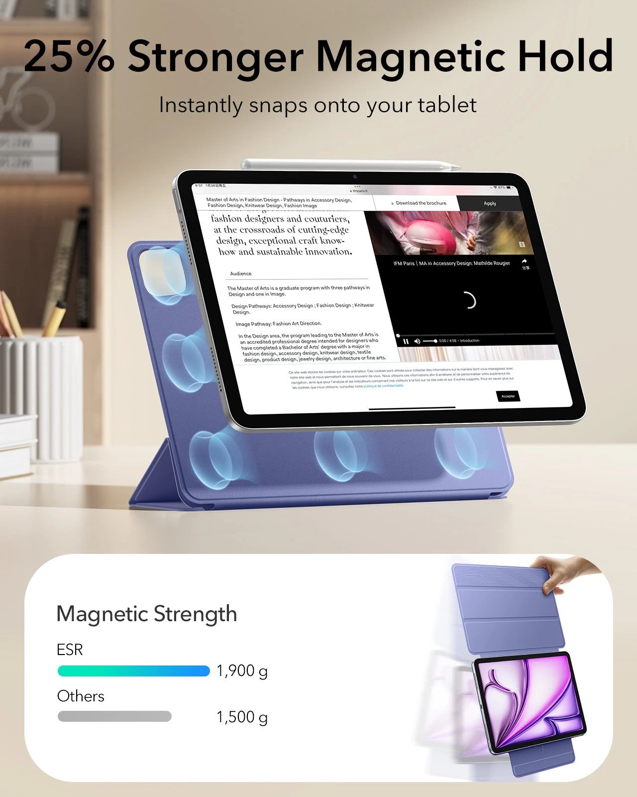 iPad Air 13" (M4) 2026 Rebound Magnetic Case - Purple ESR ESR