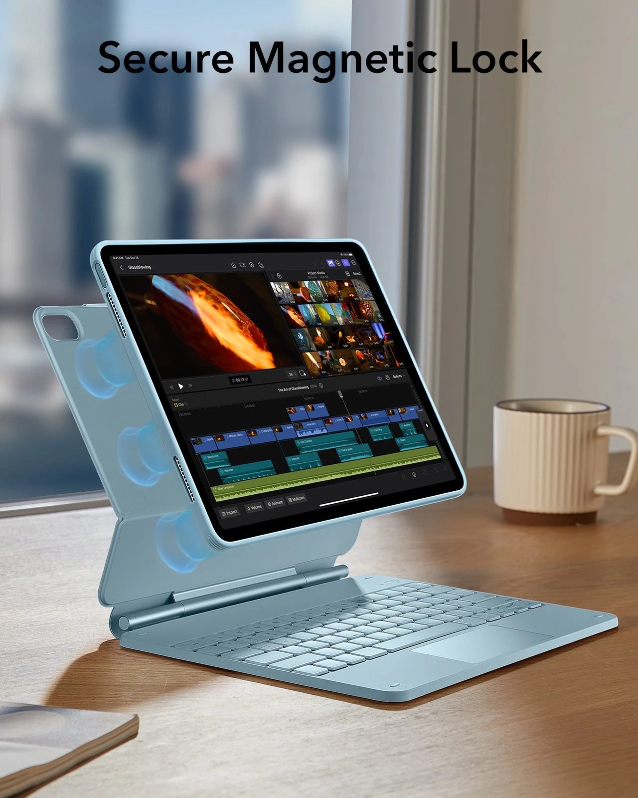 Blue iPad Air 13 (M4) Detachable Case and Wireless Keyboard | ESR 360
