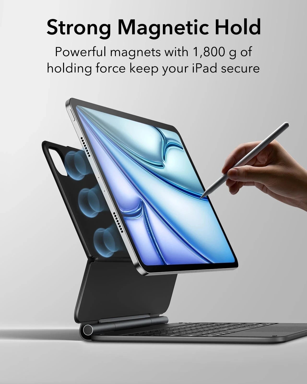 Black iPad Air 13(M4) Keyboard Case with Magnetic Stand | ESR Rebound
