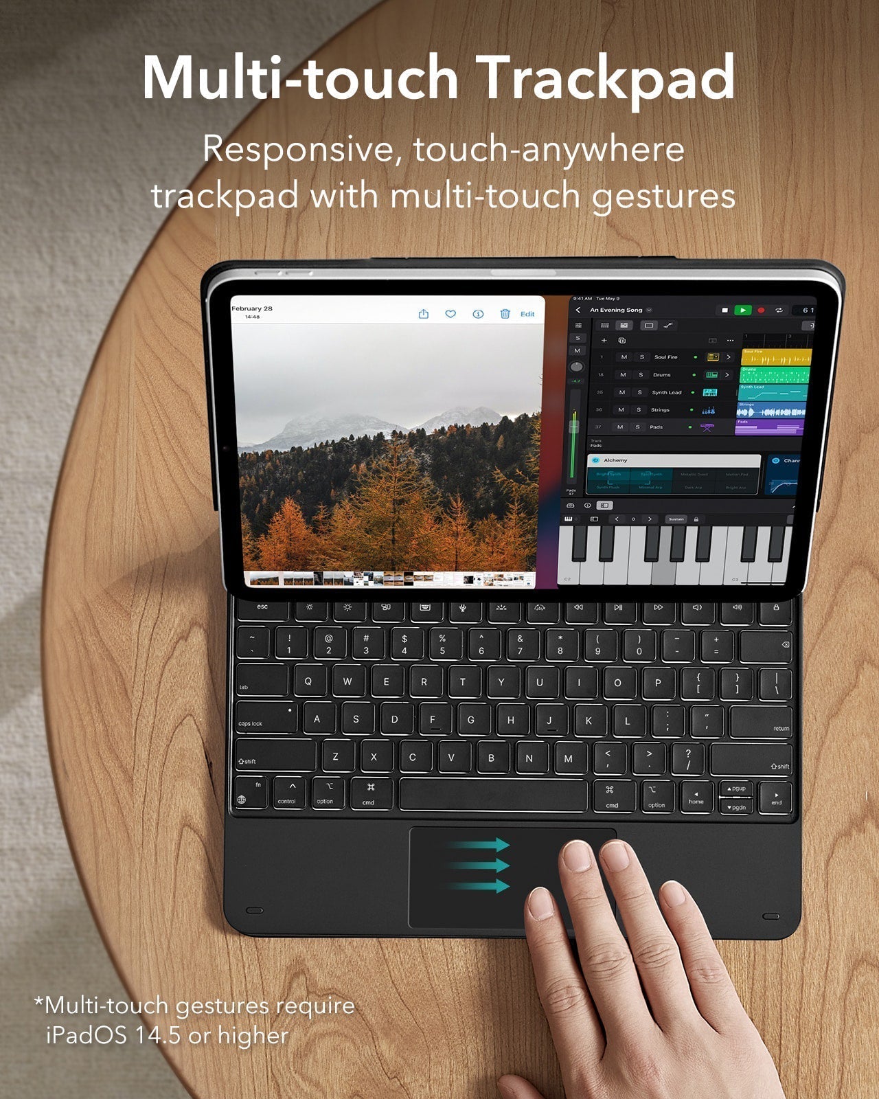 Black iPad Air 13(M4) Keyboard Case with Magnetic Stand | ESR Rebound