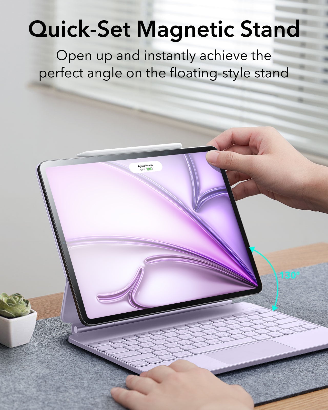  iPad Air 13-inch (M4) 2026 Keyboard Case with Pencil Holder-magnetic stand