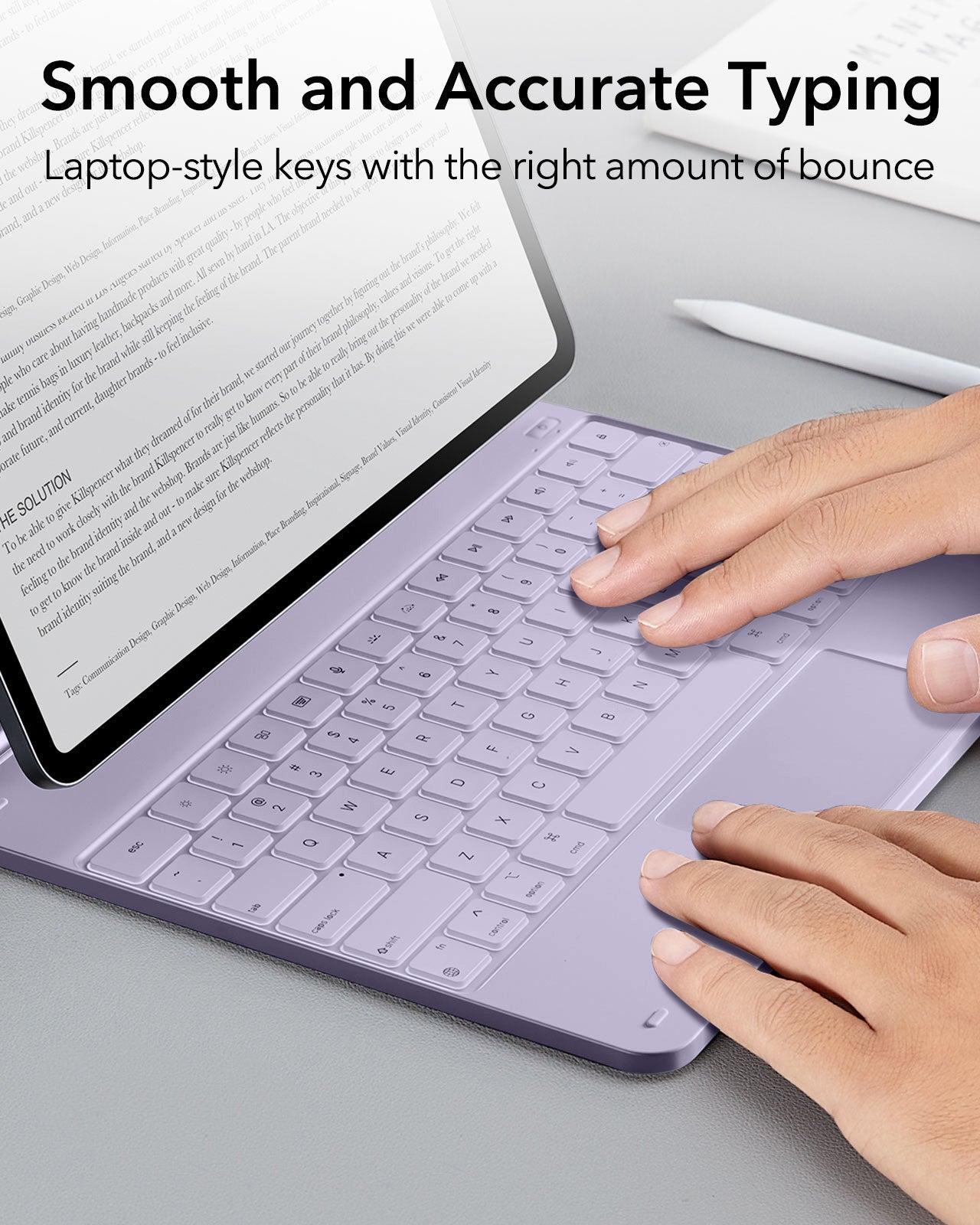  iPad Air 13-inch (M4) 2026 Keyboard Case with Pencil Holder-smooth and accurate typing