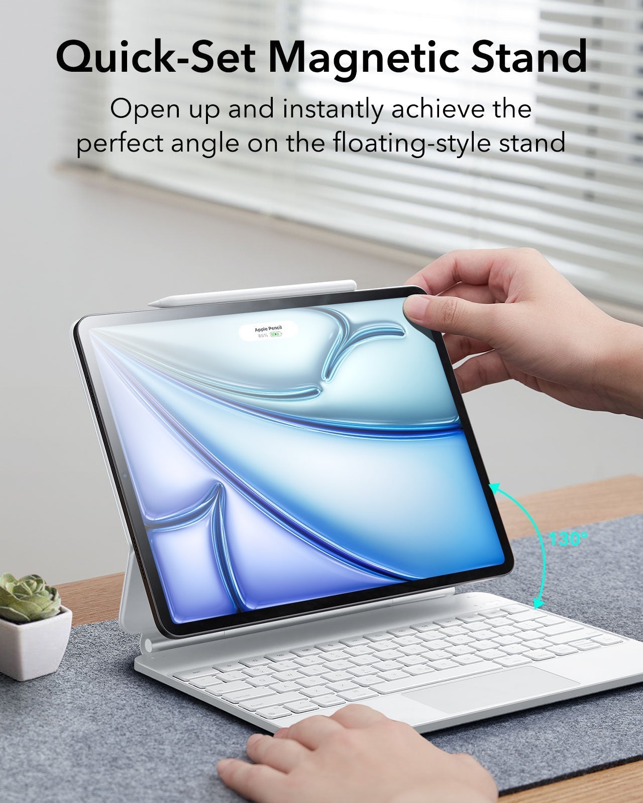 White iPad Air 13(M4) Keyboard Case with Multi-Touch Trackpad|ESR