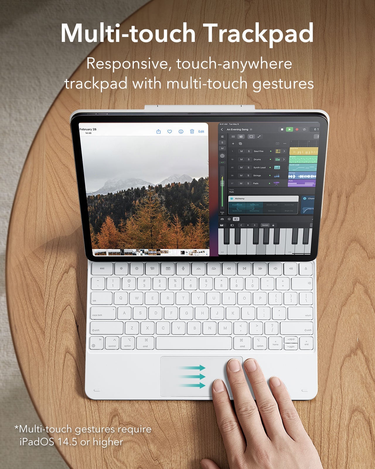  iPad Air 13-inch (M4) 2026 Keyboard Case with Pencil Holder -multi-touch trackpad