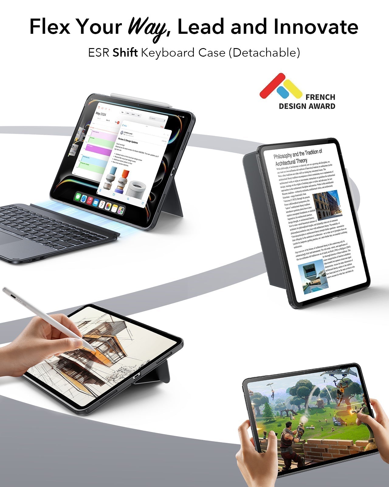 Gray iPad Air 13” (M4) Laptop-Style Keyboard Case & Geo Pencil