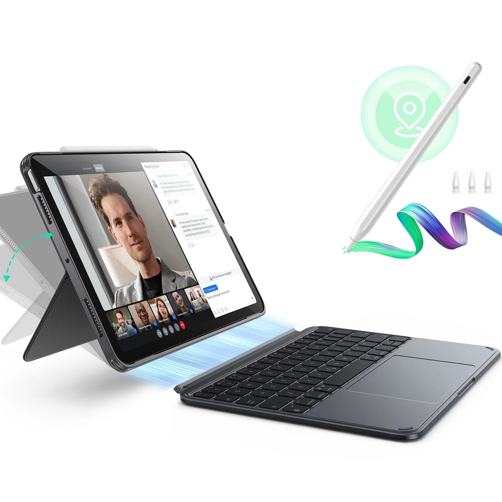 Gray iPad Air 13” (M4) Laptop-Style Keyboard Case & Geo Pencil