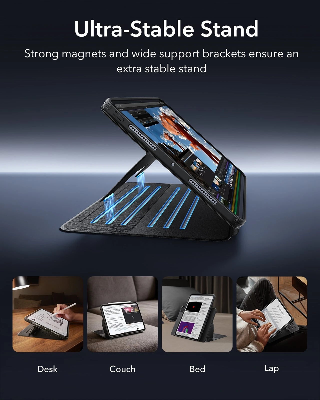 Black Shift Magnetic iPad Pro 11‑inch Cover with stylus holder