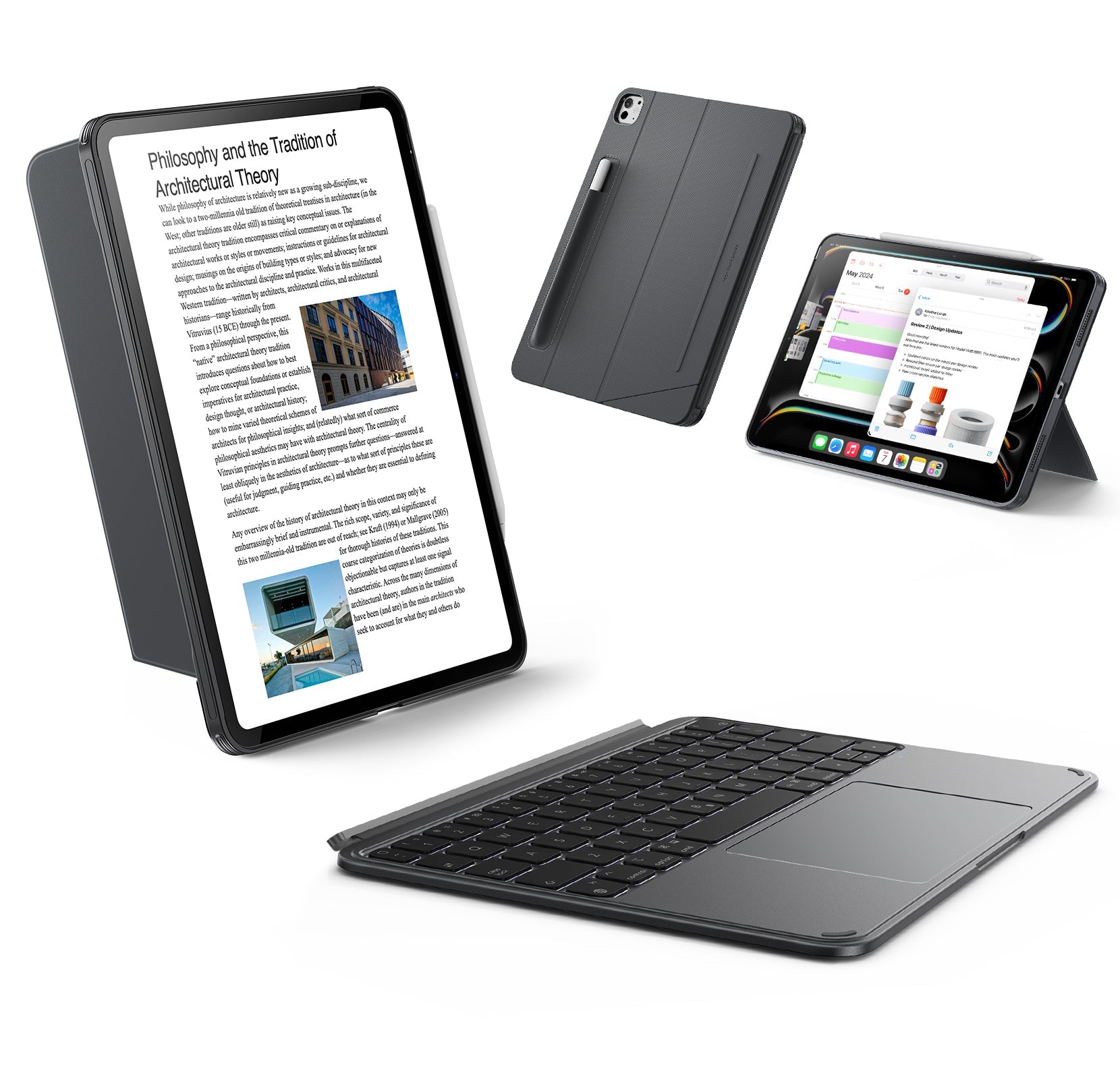 iPad Smart Keyboard (11インチ用) グレー Gray iPad Pro 11 M4 Keyboard Case with Magnetic Pencil Holder|ESR
