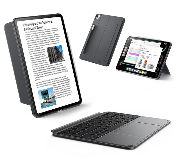 Gray iPad Pro 11 M4 Keyboard Case with Magnetic Pencil Holder|ESR