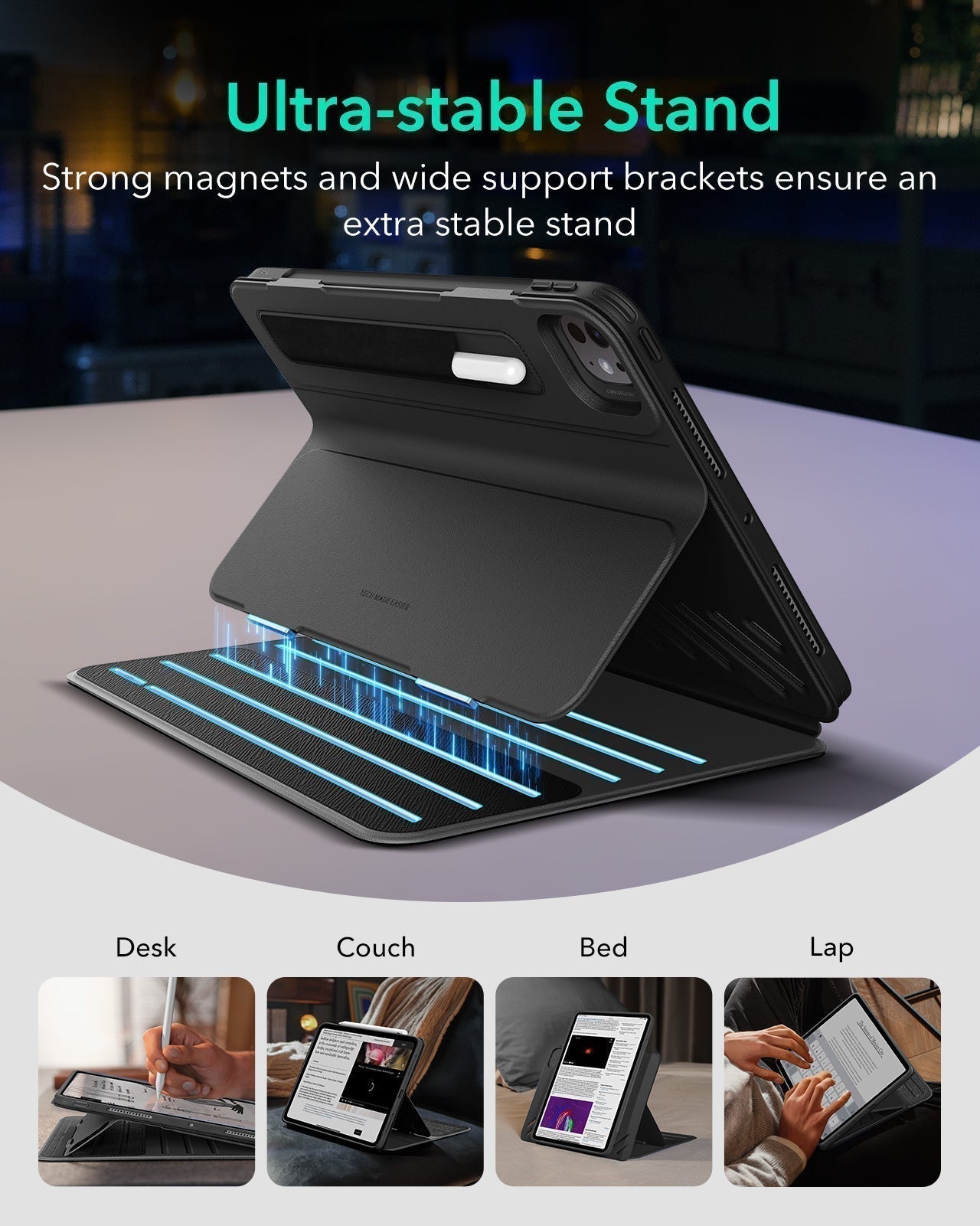 Black Shift Magnetic iPad Pro 11‑inch Cover with stylus holder