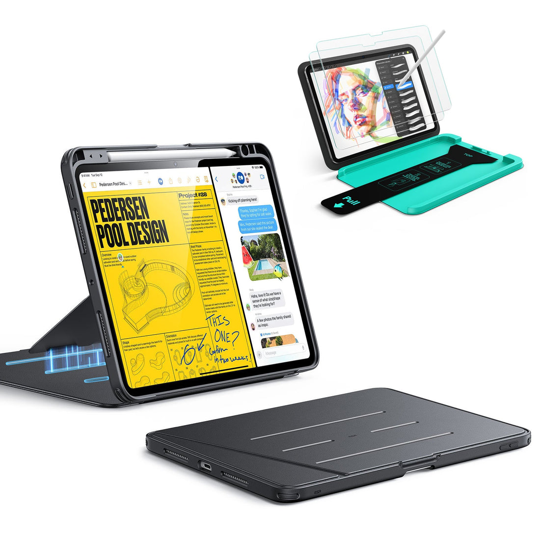 iPad Pro 11" (2025) Bundle Flip Magnetic Case with Pencil Holder & Armorite® Paper-Feel Protection - Black ESR ESR