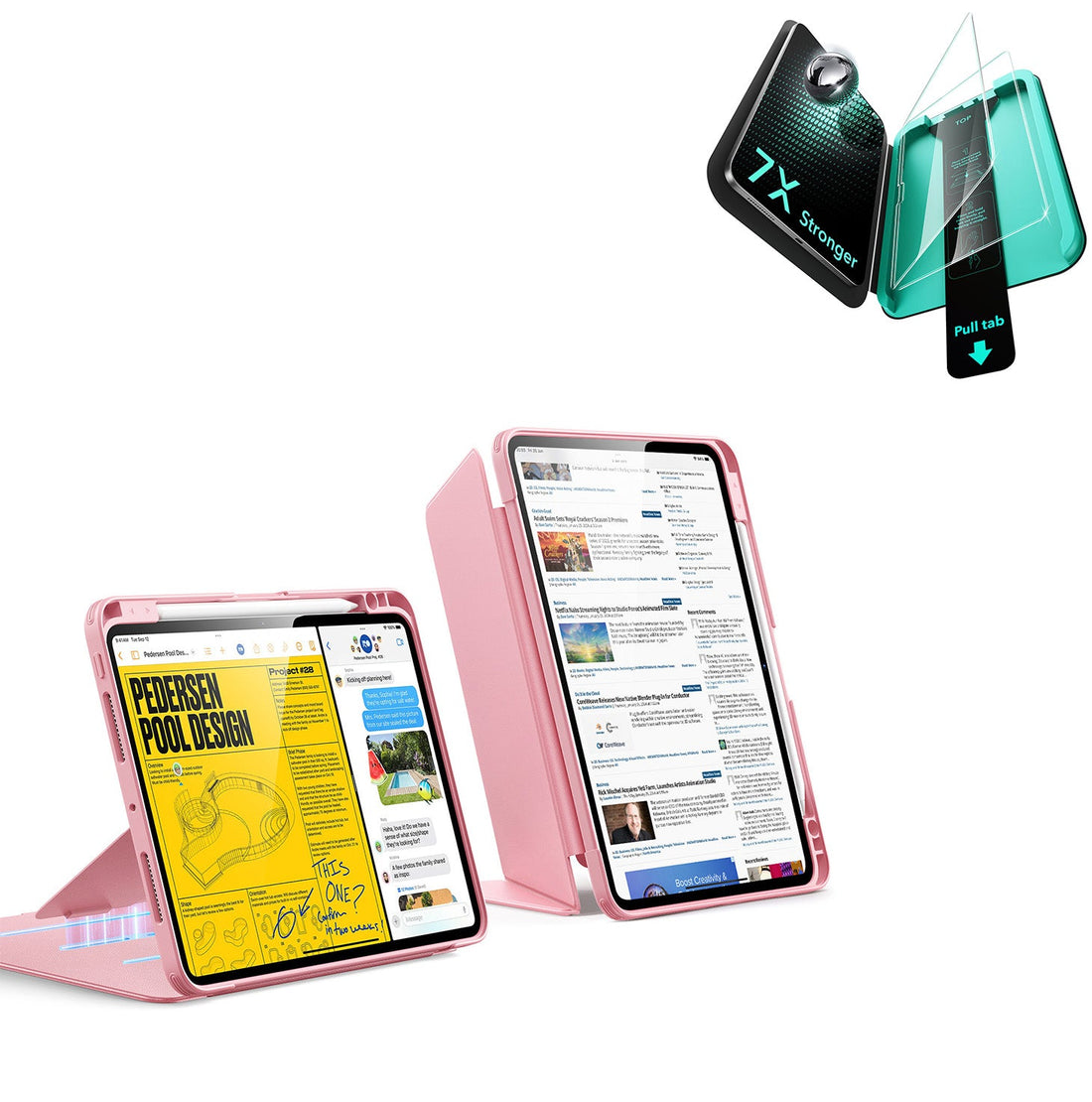 iPad Pro 11" (2025) Bundle Flip Magnetic Case with Pencil Holder & Armorite® Protection - Pink