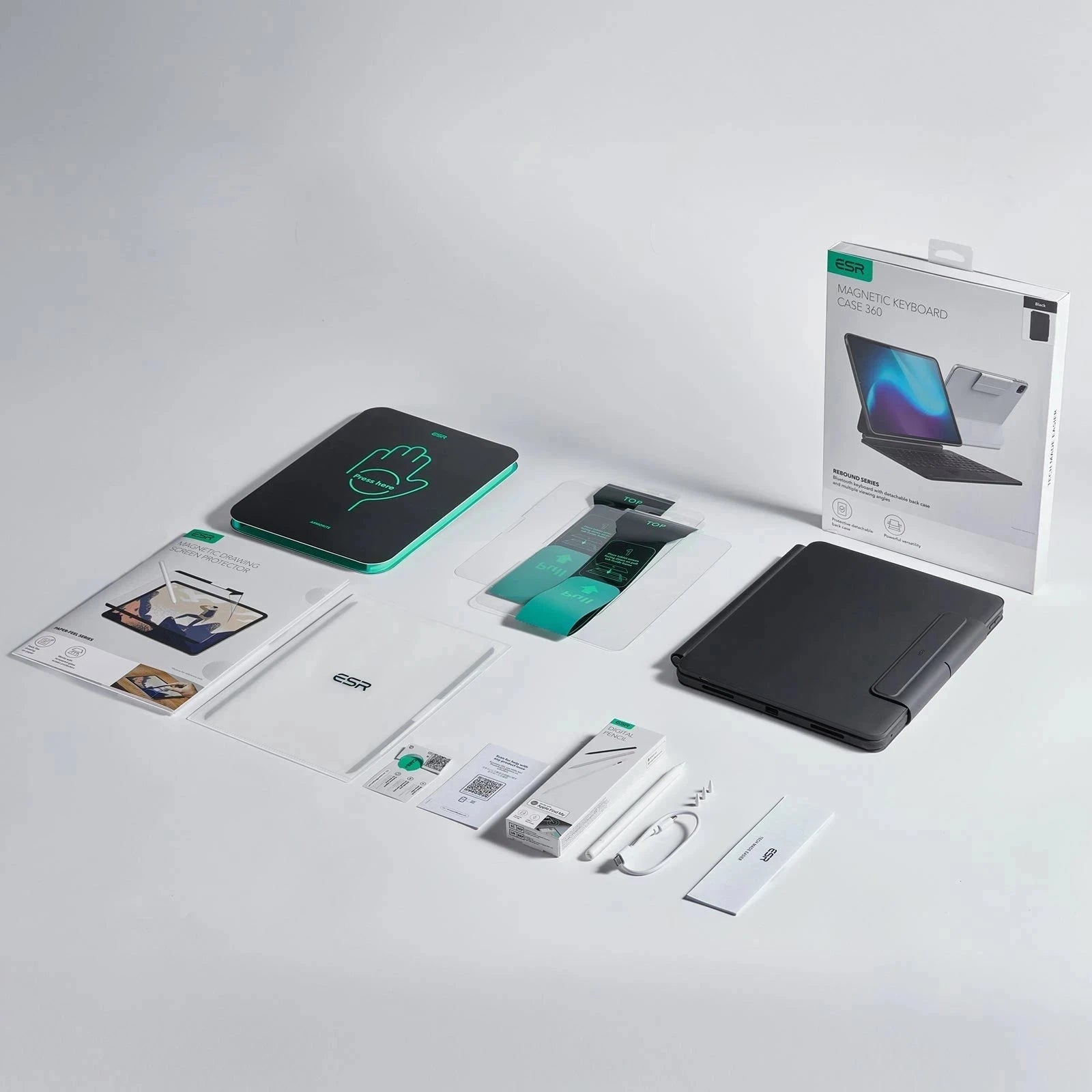 Black iPad Pro 11(M5) Drawing Bundle: Keyboard ,Protectors