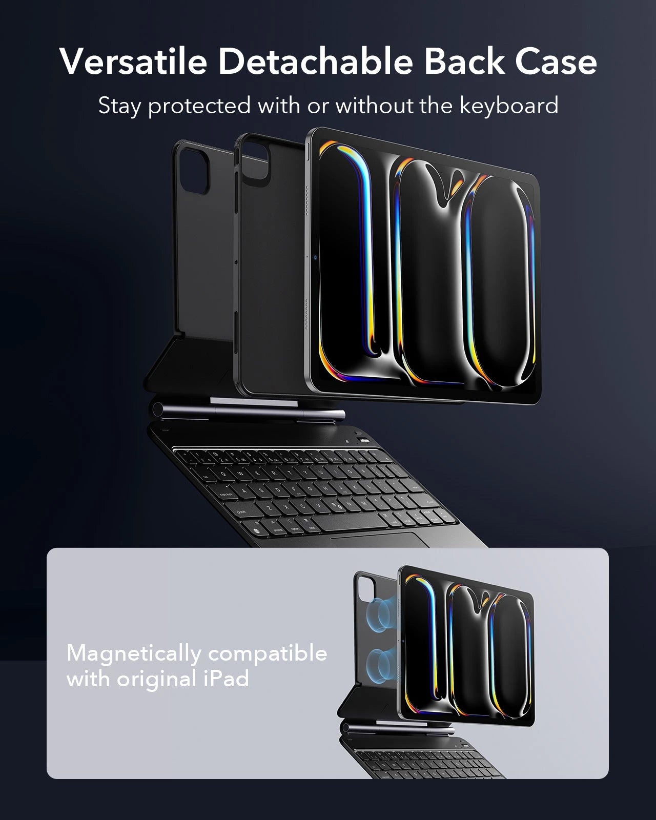 iPad Pro 11ʺ (2025) Bundle Rebound Magnetic Keyboard Case 360 & Paper-Feel Screen Protectors - US Layout-Black ESR ESR