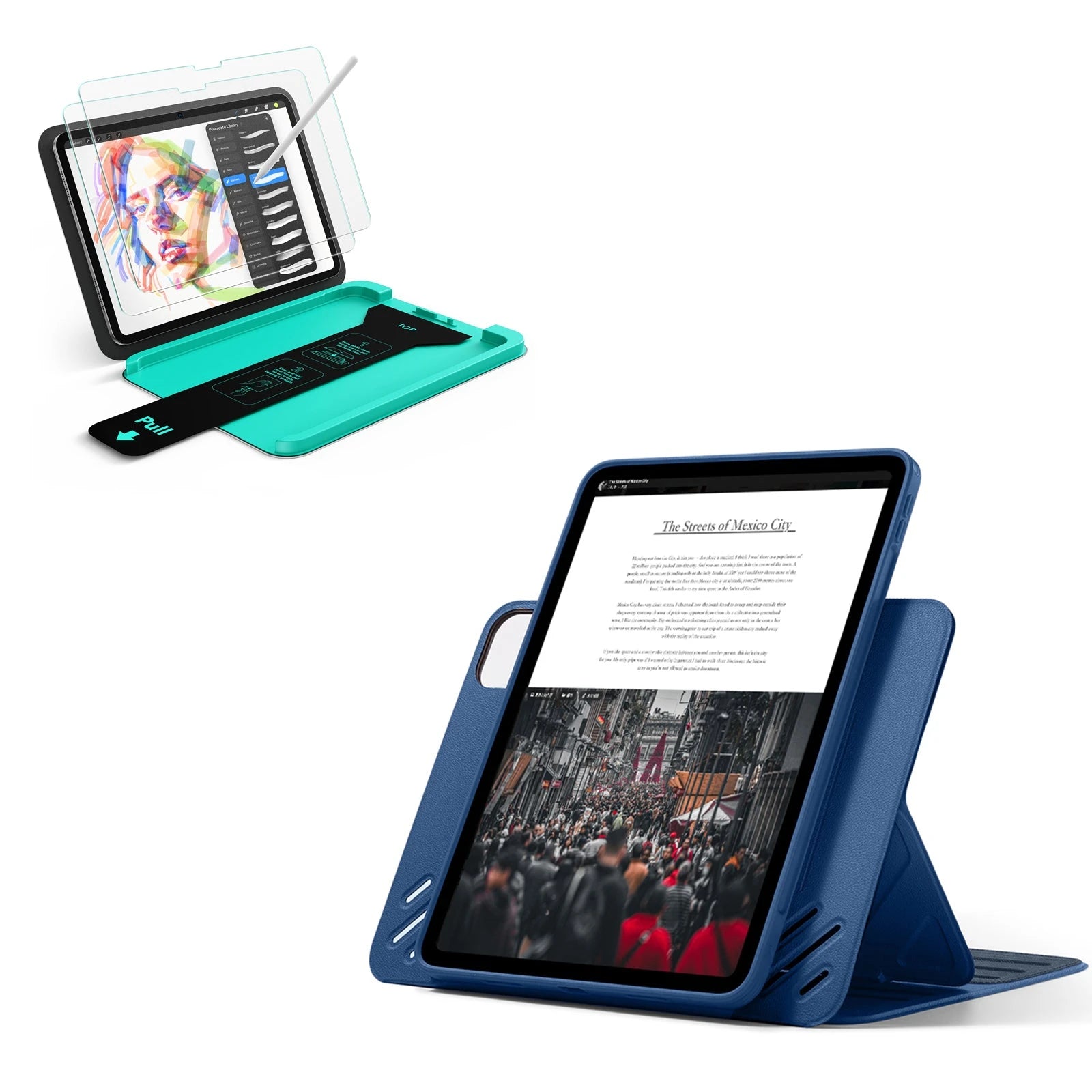 iPad Pro 11" (2025) Bundle Shift Magnetic Case & Armorite® Paper-Feel Protection - Navy Blue ESR ESR