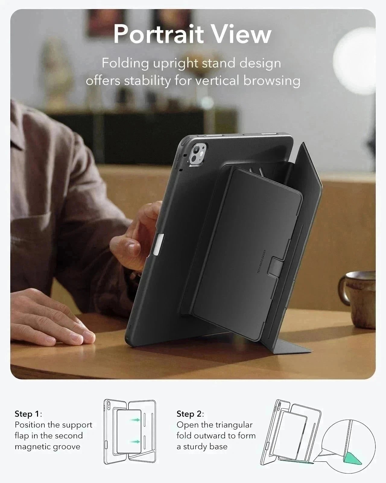 Black Folio case with Pencil Holder for iPad Pro 11-inch (M4