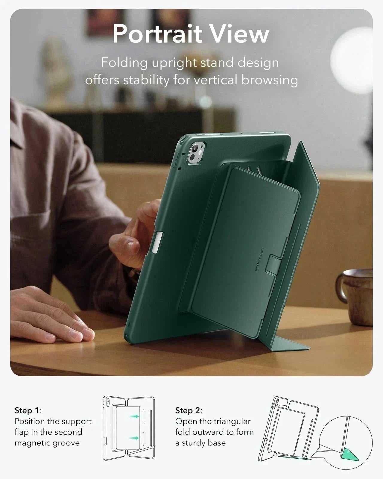 Green iPad Pro 11-inch(M5,8th Gen) Flip Cover with Pencil slot | ESR