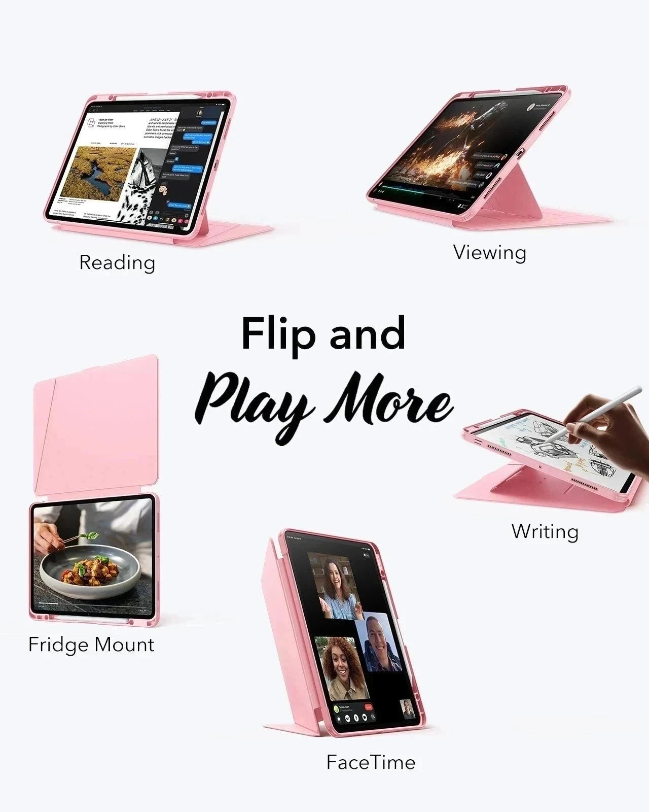 Cute Pink iPad Pro(M5) 11-inch Case with Pencil Holder | ESR Flip