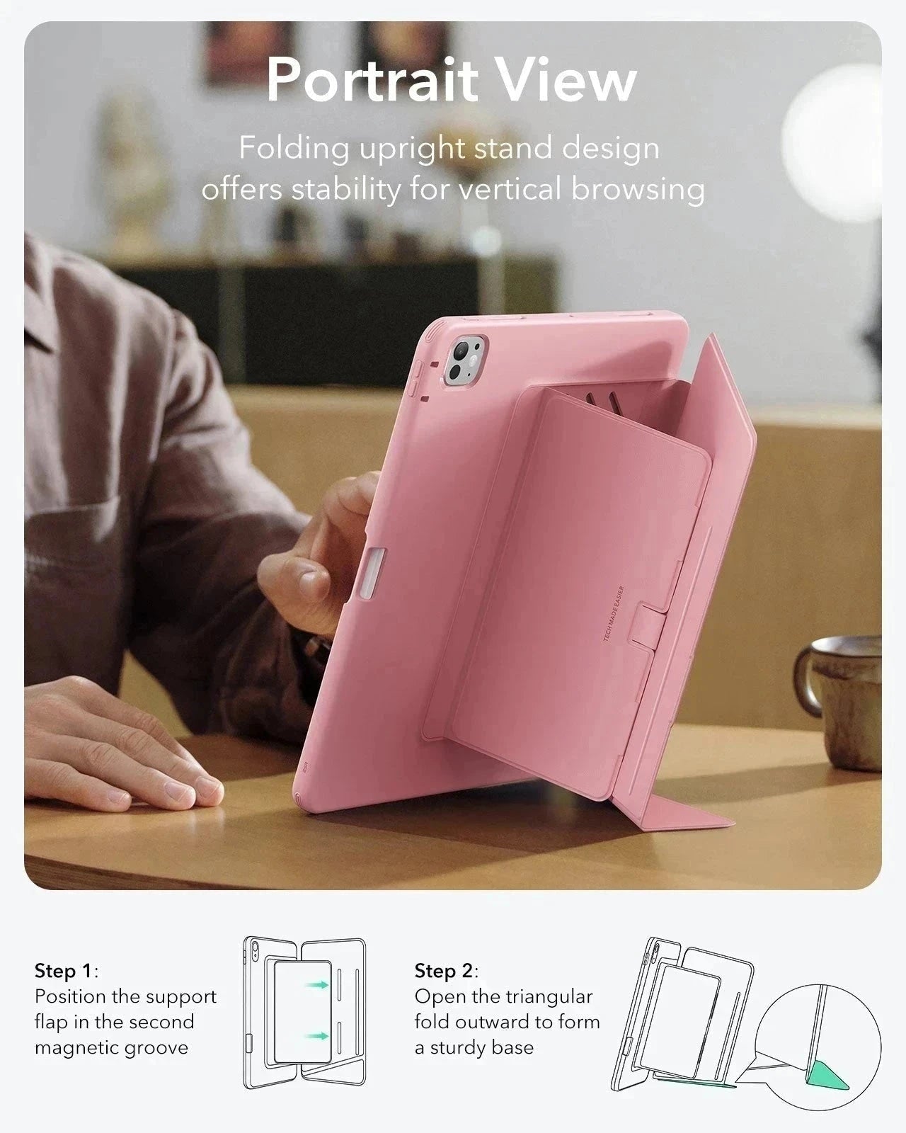 Cute Pink iPad Pro(M5) 11-inch Case with Pencil Holder | ESR Flip