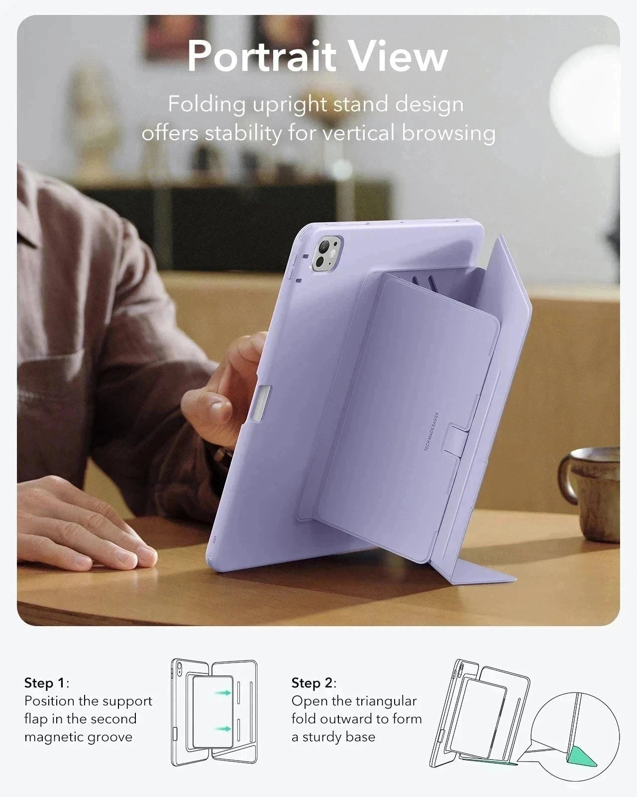 iPad Pro 11" (2024) Flip Magnetic Case with Pencil Holder - Purple ESR ESR