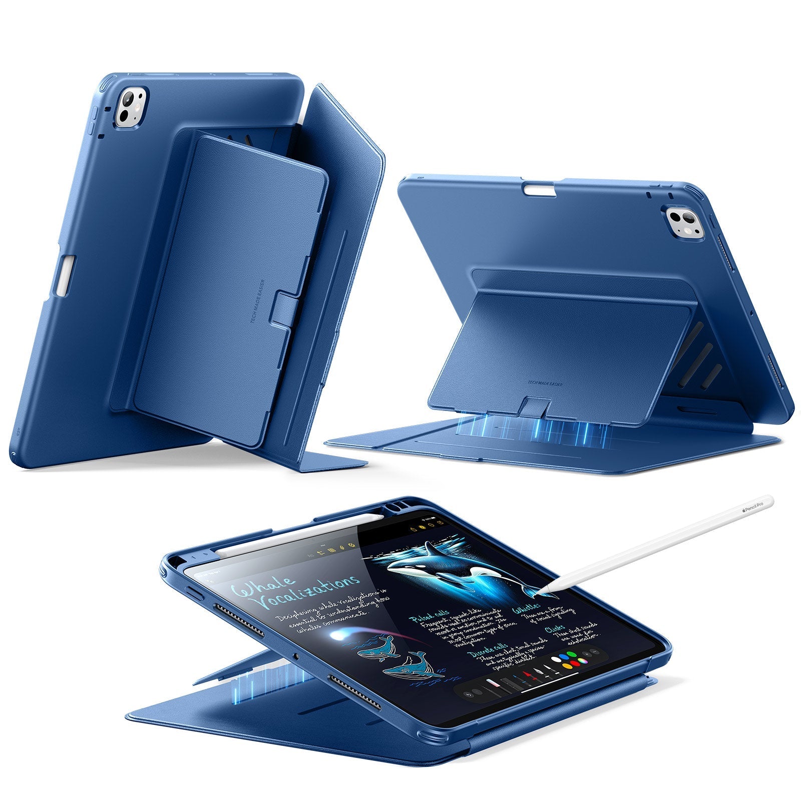 Blue Magnetic Flip Case for iPad Pro 11-inch(M5) with Pencil Holder|ESR