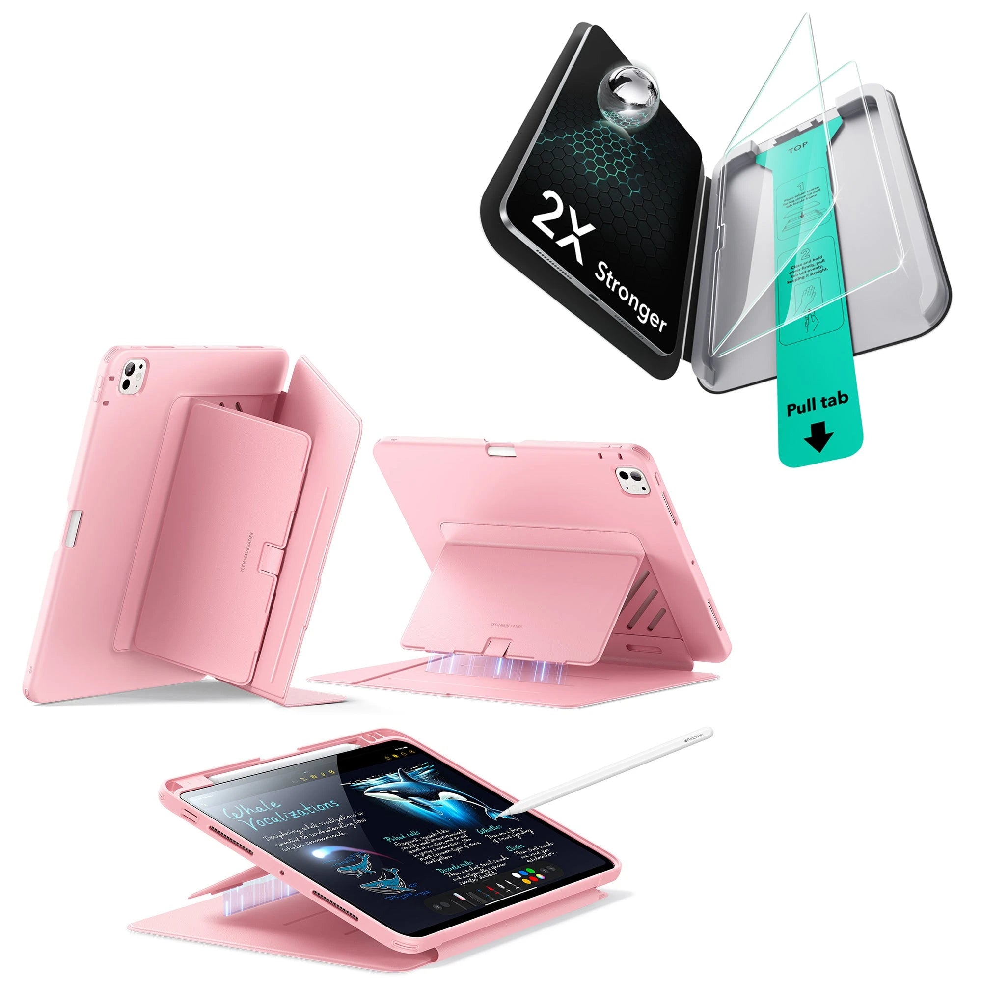 Stylish Pink iPad Pro 11-inch Case & Tough Screen Protector(M5