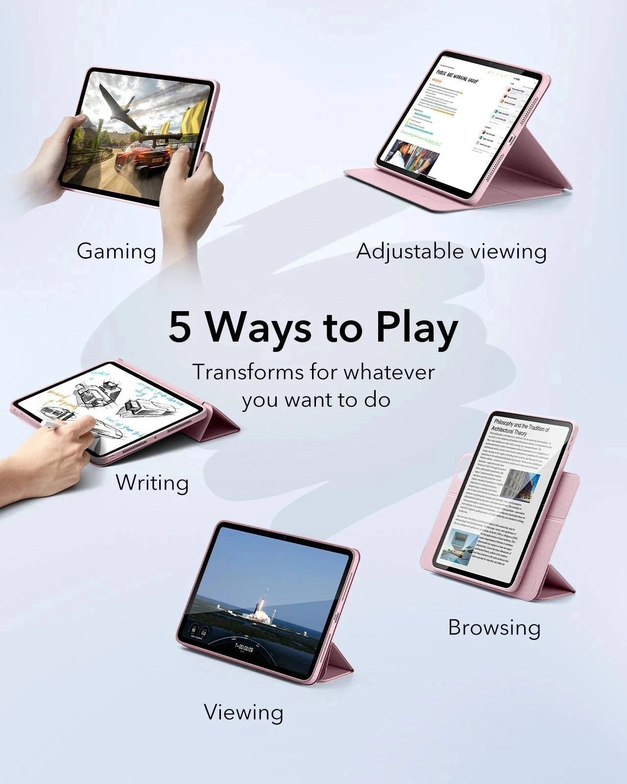 iPad Pro 11ʺ (2025) Rebound Hybrid Case 360 - Pink ESR ESR