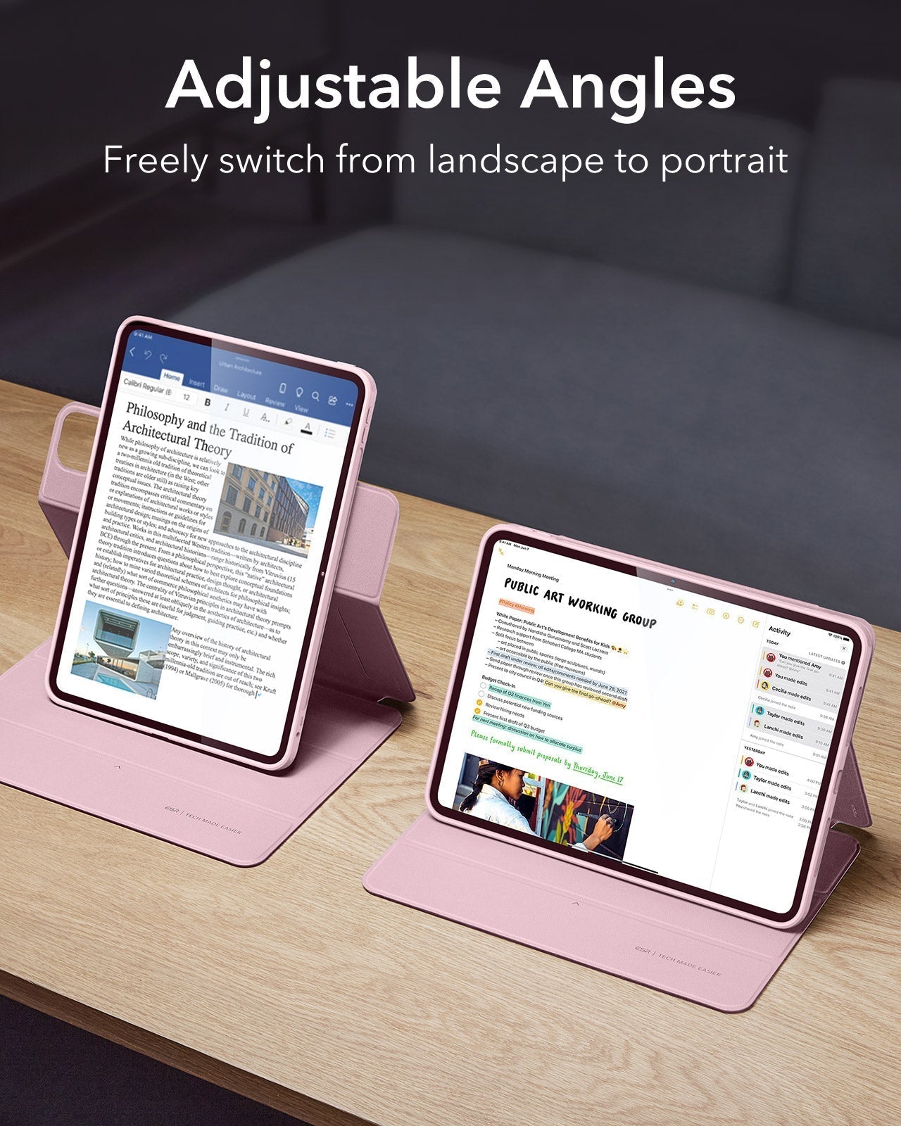 Pink iPad Pro 11 Case with Apple Pencil Holder (M5,2025)|ESR